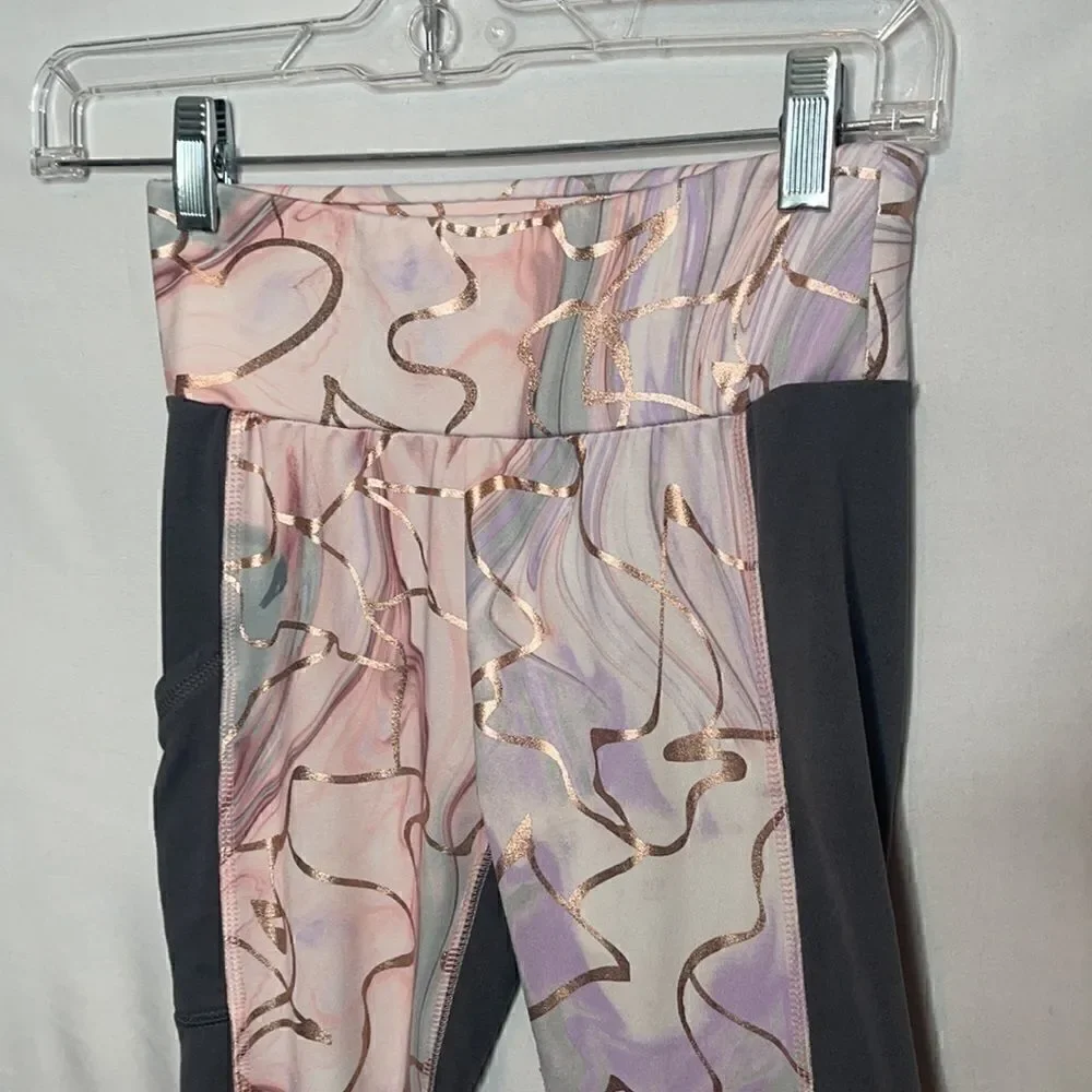 Justice Metallic Rose Gold/ Grey Leggings. Size 12.‎